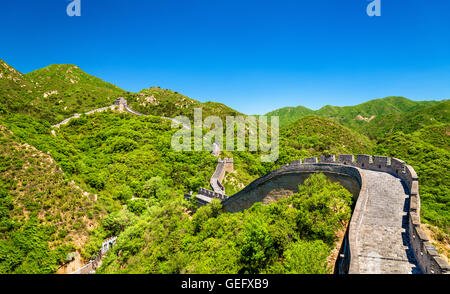 Vista la Grande Muraglia a Badaling - Cina Foto Stock