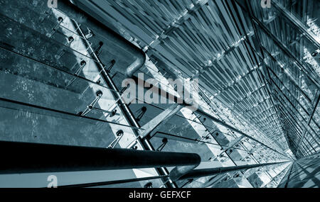 Abstract architettura industriale in blu colore monocromo Foto Stock