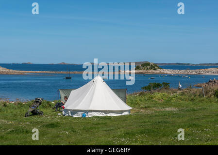 Troytown agriturismo campeggio. St Agnes. Isole Scilly. La Cornovaglia. In Inghilterra. Regno Unito Foto Stock