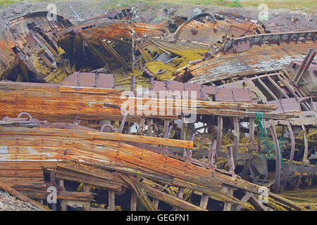 Cimitero di navi a sinistra per un tempo molto lungo Foto Stock