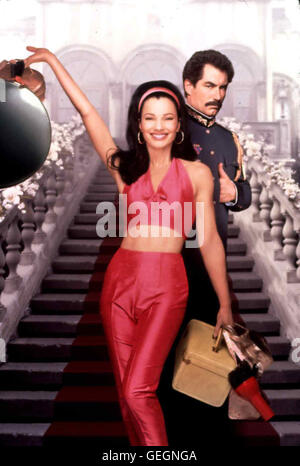 Fran Drescher, Timothy Dalton Die Kosmetikerin gioia Miller (Fran Drescher) haelt Boris Pochenko (Timothy Dalton) fuer eine Wissenschaftlerin und engagiert sie. *** Caption locale *** 1996, estetista e la Bestia, Mein Liebling, Der Tyrann Foto Stock