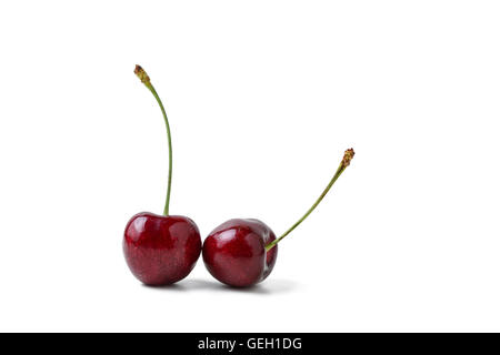 Red Cherry isolato su bianco Foto Stock