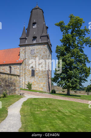 La torre della collina del castello in Bad Bentheim, Germania Foto Stock