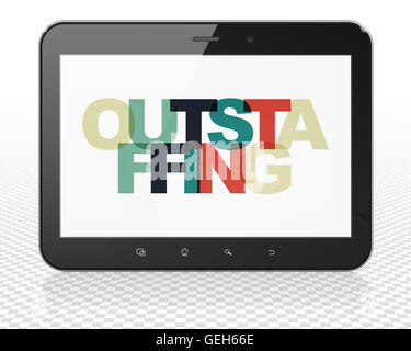 Il concetto di business: Tablet Pc Computer con Outstaffing sul display Foto Stock