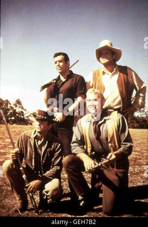 Bonanza - Western-Serie 1959-1973 La famiglia Cartwright Adam (PERNELL ROBERTS), Joseph - Little Joe- (Michael Landon), padre Ben (Lorne Greene), Eric -Hoss- (DAN BLOCKER)., 1950er, 1950S, 1960er, 1960S, 1970er, settanta, Bonanza, Cartwright famiglia, Cowboyhut, cowboy, Fernsehen, Gewehr, Serie, televisione, serie americane, Vater und Soehne, Vater und Söhne, Western, cowboy, padre e figli di pistola, pistole, indossando un stetson, Bonanza Foto Stock