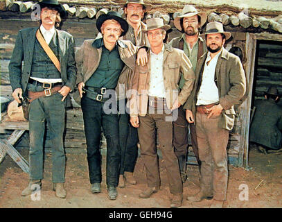 Tom Scott, Robert Redford, Ted Cassidy, Paul Newman, Dave Dunlap, Charlie Dierkop Butch Cassidy (Paul Newman) und Sundance Kid (Robert Redford) und ihre pista.Caption locale *** 1968, Butch Cassidy e Sundance Kid Zwei Banditen Foto Stock