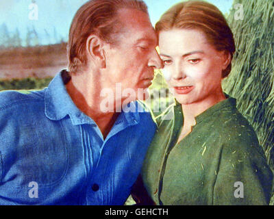 Gary Cooper, Dorothy McGuire Der Quaeker Jesse (Gary Cooper) und seine Frau Elisa (Dorothy McGuire geraten durch den Amerikanischen Buergerkrieg in einen tiefen Gewissenskonflikt. *** Caption locale *** 1956, Friendly persuasione, Lockende Versuchung Foto Stock