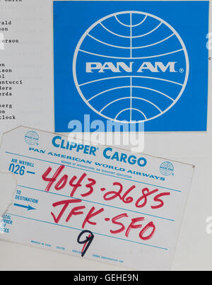 Pan American Airlines cargo Clipper Carta d'imbarco con numero di volo ancora vita Foto Stock