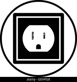 Presa elettrica per l'icona. Cerchio sottile design. Illustrazione Vettoriale. Illustrazione Vettoriale