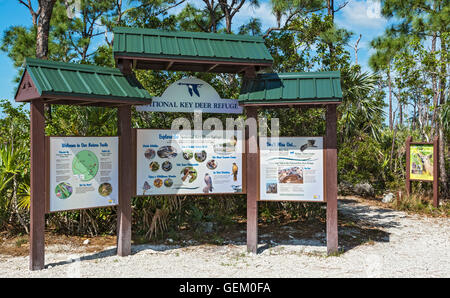Florida, Big Pine Key, chiave Nazionale rifugio cervi, sentiero natura informazioni segno, Jack C. Watson Sentiero Natura Foto Stock