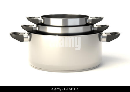 Pentole in acciaio inox Foto Stock
