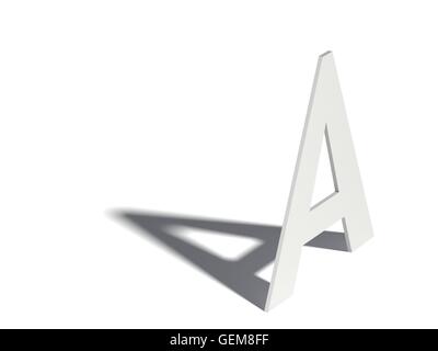 Ombreggiatura font. Lettera A. 3D render illustrazione isolati su sfondo bianco Foto Stock