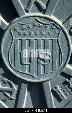 Presidio pacifico Memorial carving, Presidio di San Francisco, Golden Gate National Recreation Area, San Francisco, California Foto Stock