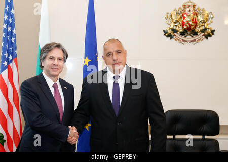 Vice Segretario Blinken incontra il primo ministro bulgaro Borissov a Sofia Foto Stock