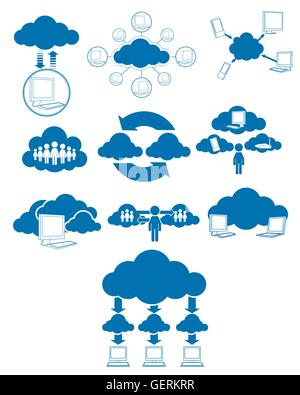 Illustrazione vettoriale di una tecnologia di cloud computing Illustrazione Vettoriale