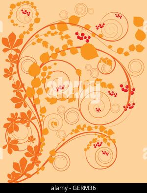 Illustrazione vettoriale di un arancione sfondo floreale Illustrazione Vettoriale