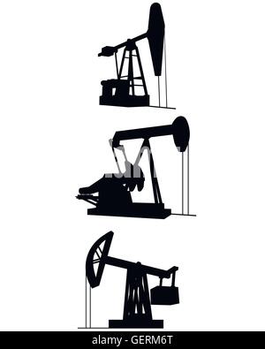 Illustrazione Vettoriale di tre pompe olio sagome Illustrazione Vettoriale