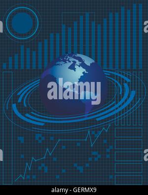 Illustrazione vettoriale di un business globale concetto in blu Illustrazione Vettoriale