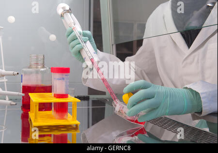 Berlino, Germania, rosso liquido è pompato Foto Stock