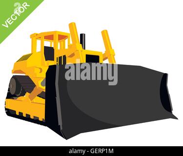 Illustrazione vettoriale di un grande giallo bulldozer Illustrazione Vettoriale