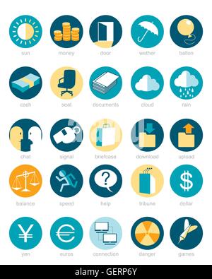 Illustrazione vettoriale di un web set di icone Illustrazione Vettoriale