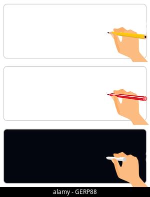 Illustrazione vettoriale di una mano che scrive su bianco Illustrazione Vettoriale