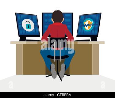 Illustrazione vettoriale di un esperto di protezione delle informazioni Illustrazione Vettoriale