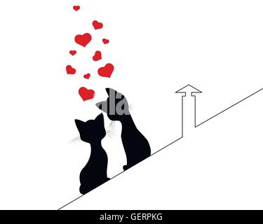 Illustrazione vettoriale di un due gatti amore Illustrazione Vettoriale