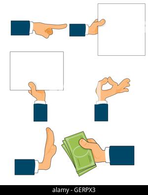 Illustrazione vettoriale di un sei set di gesti Illustrazione Vettoriale