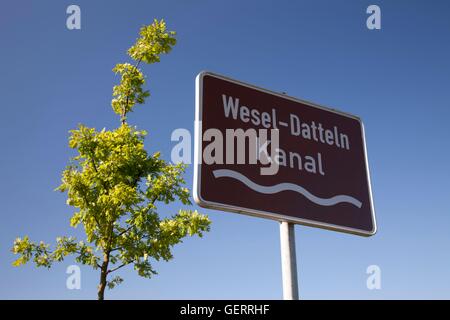 Geografia / viaggi, in Germania, in Renania settentrionale-Vestfalia, Munsterland, Huenxe, segno Wesel-Datteln Canal, Foto Stock