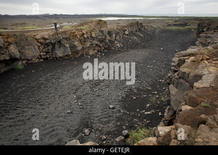 Rift esposta tra il Nord America e lastre continentale eurasiatica, southwest Islanda Foto Stock