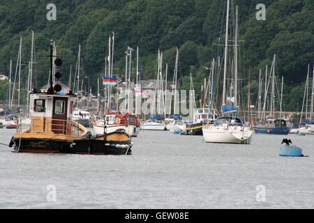 Barche sul fiume Dart Foto Stock