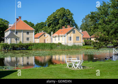 Brevens bruk - una piccola e antica ferriera company town in Svezia Foto Stock