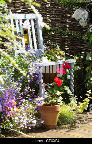 Una vista ingrandita di un paese di lingua inglese giardino preso in Durham, Inghilterra. Foto Stock