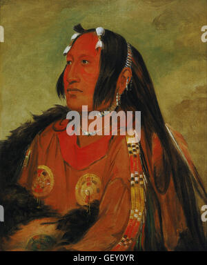 George Catlin - Wi-jún-jon, Piccione di un uovo di testa (la luce), un distinto giovane guerriero Foto Stock