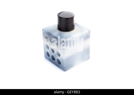 Plastica vecchia bottiglia di inchiostro su sfondo bianco Foto Stock