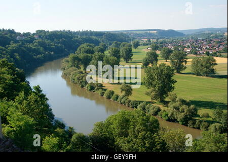 Geografia / viaggi, GERMANIA Baden-Wuerttemberg, Bad Wimpfen., paesaggio con fiume Neckar, Foto Stock