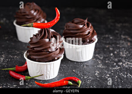 Tortini di cioccolato messicano con peperoncino Foto Stock