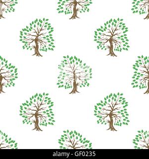 Green Tree Pattern senza giunture Illustrazione Vettoriale