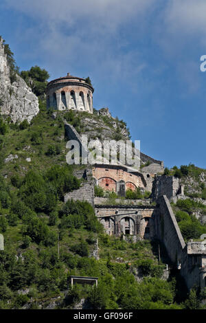 Rocca d'Anfo fortezza storica, Anfo, lago d Idro, Lombardia, Italia Foto Stock