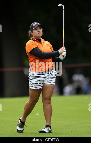 Ariya Jutanugarn in Thailandia durante il giorno uno del Ricoh Women's British Open al Woburn Golf Club. PREMERE ASSOCIAZIONE foto. Data immagine: Giovedì 28 luglio 2016. Vedere PA storia GOLF Donne. Il credito fotografico dovrebbe essere: Nick Potts/PA Wire. Foto Stock