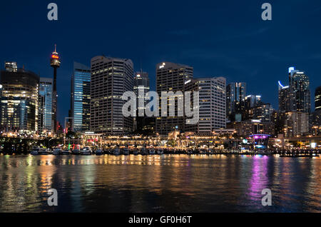 Tempo di notte a Darling Harbour Foto Stock
