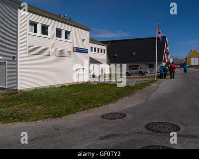 La Groenlandia Museo Nazionale di Nuuk visualizza Inuit barche di pelle Sled Dog e patrimonio culturale città capitale e il più grande centro culturale di Hans Egedesvej Foto Stock