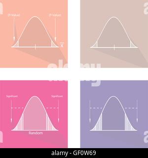 Tabelle e grafici, illustrazione Set di campana gaussiana o curva di distribuzione normale standard curva. Illustrazione Vettoriale