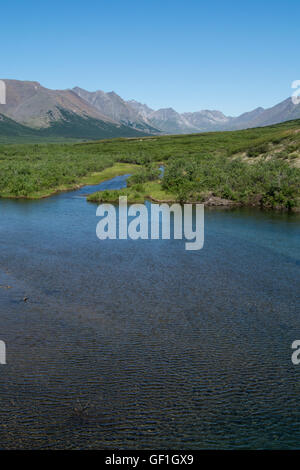 Alaska, Seward Peninsula, Nome. Autostrada Nome-Taylor aka Kougarok strada o Taylor Road. Grand Central River. Foto Stock