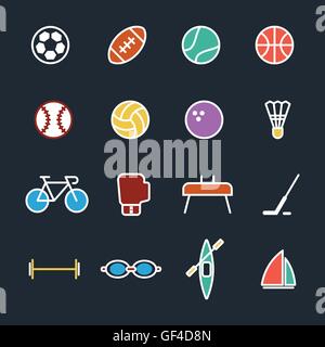 Set di icone dello sport design piatto isolato illustrazione vettoriale Illustrazione Vettoriale