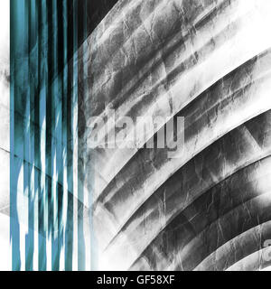 Astratta geometrica quadrata con uno sfondo con cerchi intersecati su carta vecchia tessitura, esposizione multi 3d illustrazione Foto Stock