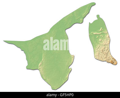 Mappa di rilievo del Brunei con rilievo ombreggiato. Foto Stock