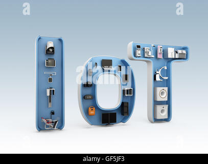 Sistema medicale per la formazione acustica di immagini, apparecchiature dentali in parola IoT. Concetto IoT per apparecchiature mediche. Il rendering 3D'immagine. Foto Stock