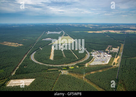 Vista aerea, Volkswagen AG test in pista Ehra-Lessien, pista di prova in Ehra parte della fabbrica della Volkswagen a Wolfsburg, racetrack, Foto Stock